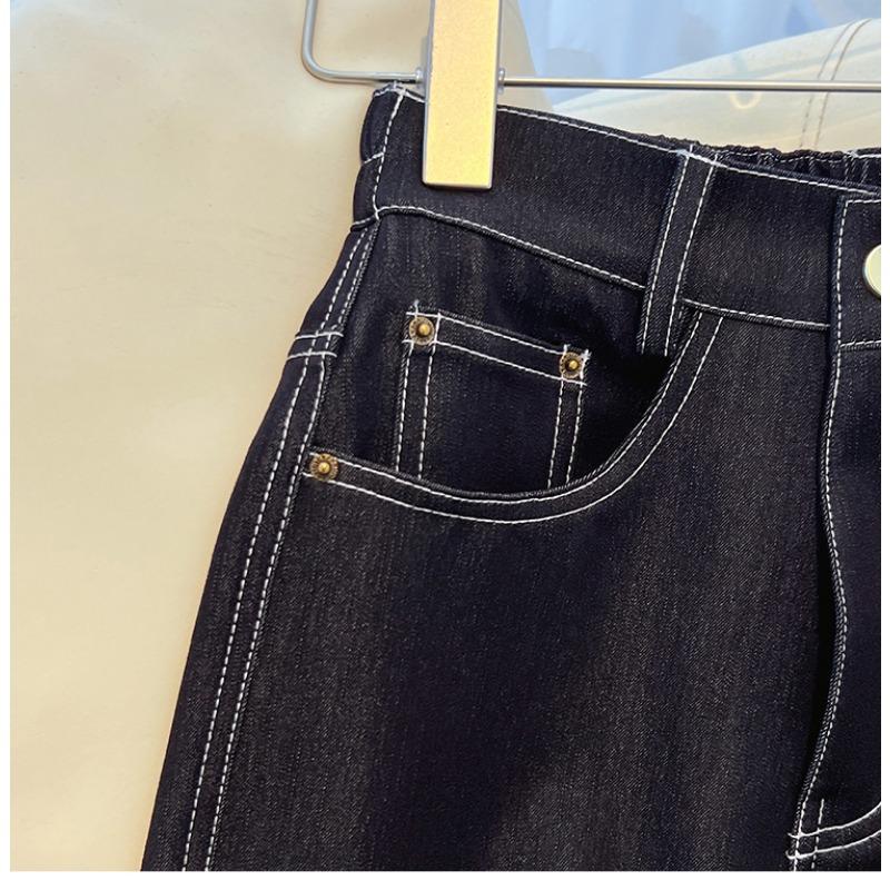 DIMANAF 2025 Plus Size Autumn Women Jeans Pants Denim Wide-leg pants Elastic Denim Blue High Waist Trousers Oversize Fashion New Pants 5XL