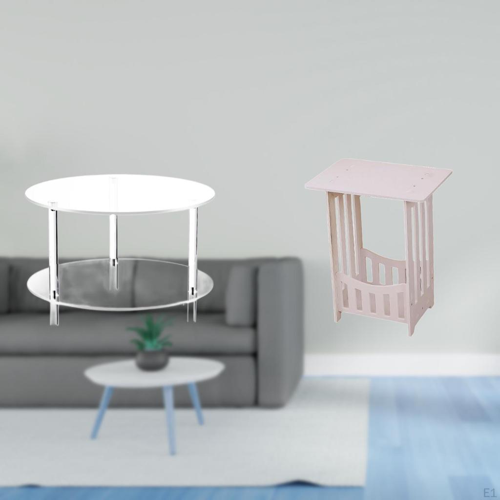 Clear Acrylic Bedside End Table Versatile Portable Nightstand for Living Room Home Hotel Cafe