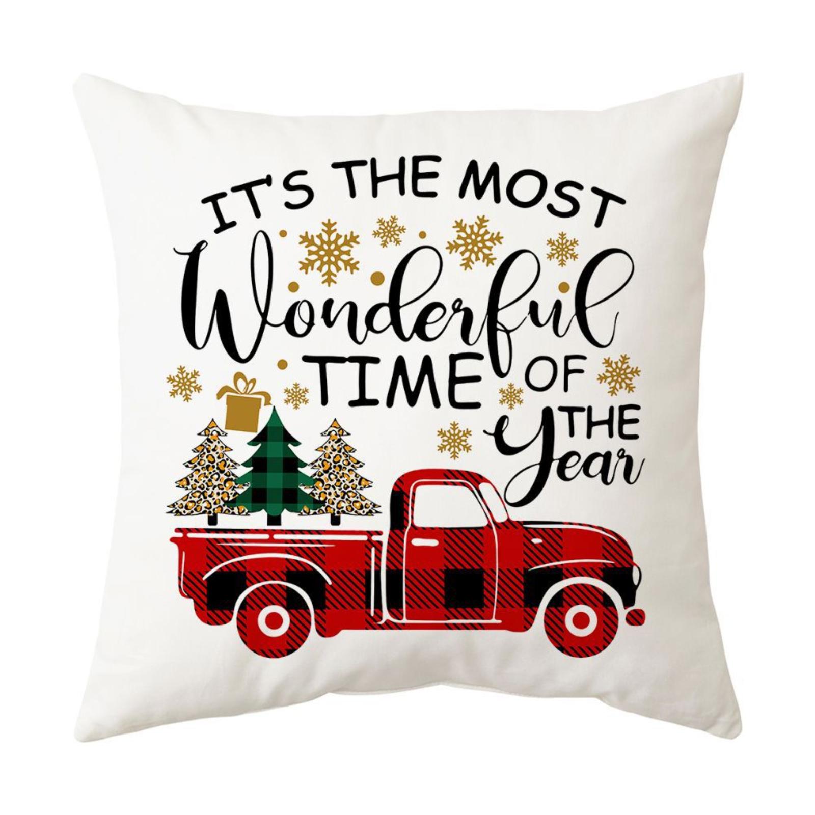 

Christmas Decoration Sofa Throw Pillow Cover Deer Snowflake Christmas Tree Linen Interior Decoration Pillow Suitable For Living Room Bedroom One Size