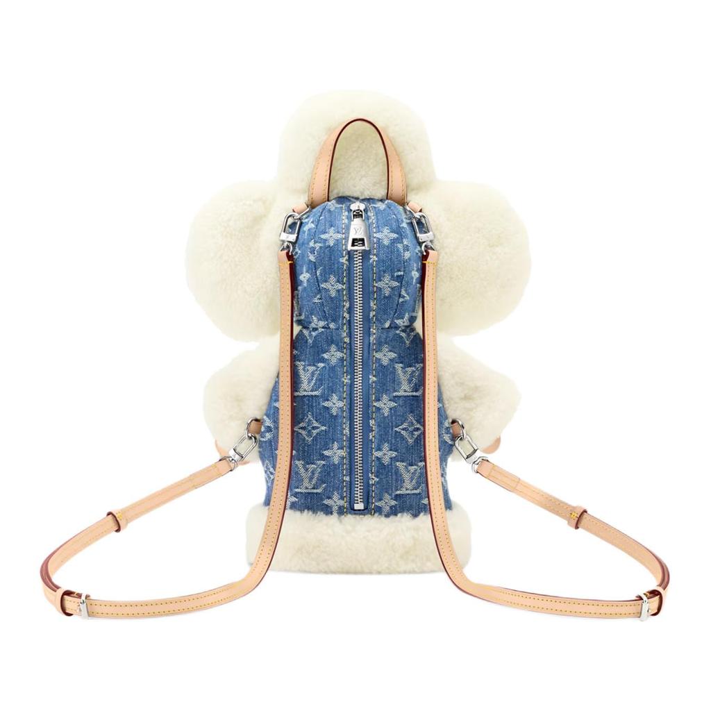 LOUIS VUITTON Vivienne Shearling Backpack Regular Women's White & Blue M26786
