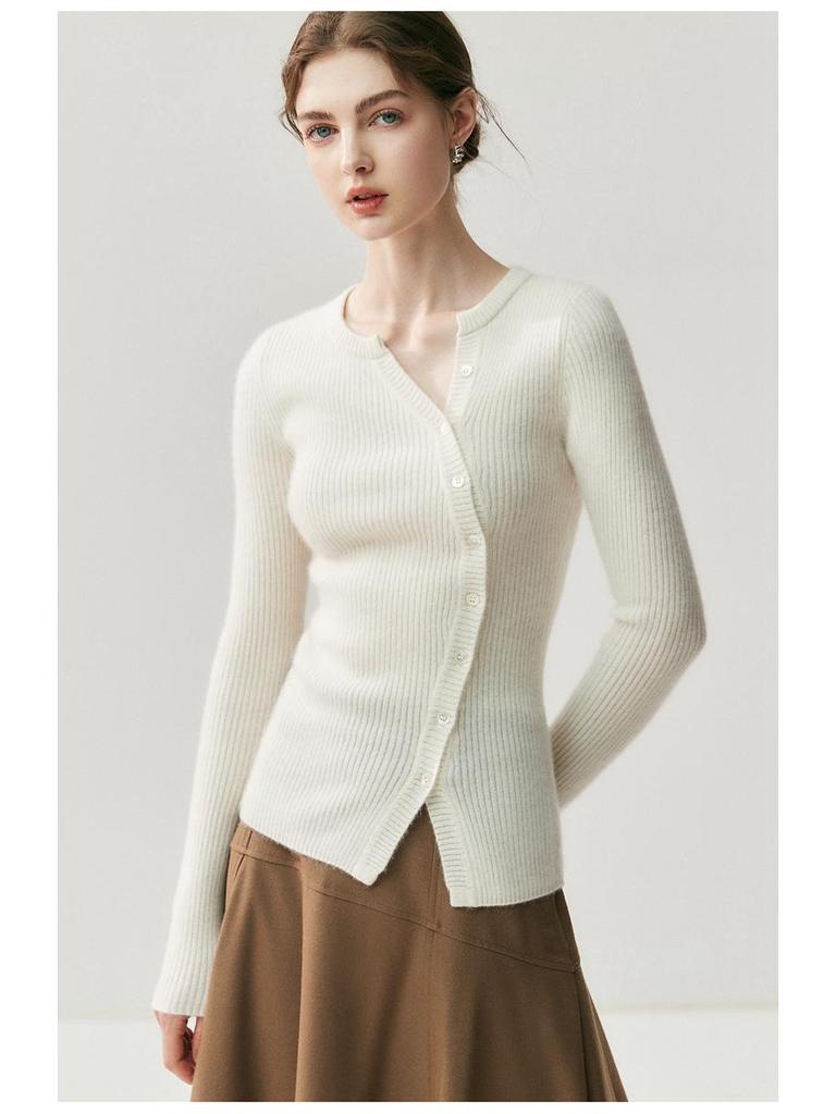 2025 Autumn/Winter Women's Slimming Cashmere Cardigan with Slant Pockets