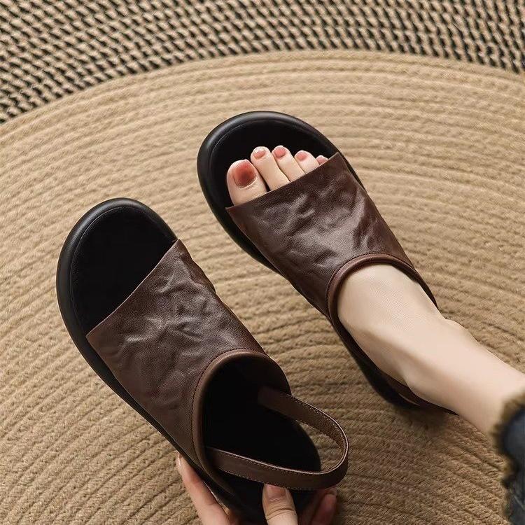 Ladies' Niche Light Luxury Summer Handmade Women's Shoes, Retro Commuting Women's Shoes, Cool Slippers