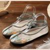 Fashion Round Toe Lace-up Flowers Designer Shoes Summer Mesh Breathable Handmade Embroidered Flats Elegant Comfort Non-slip Flat Sandals