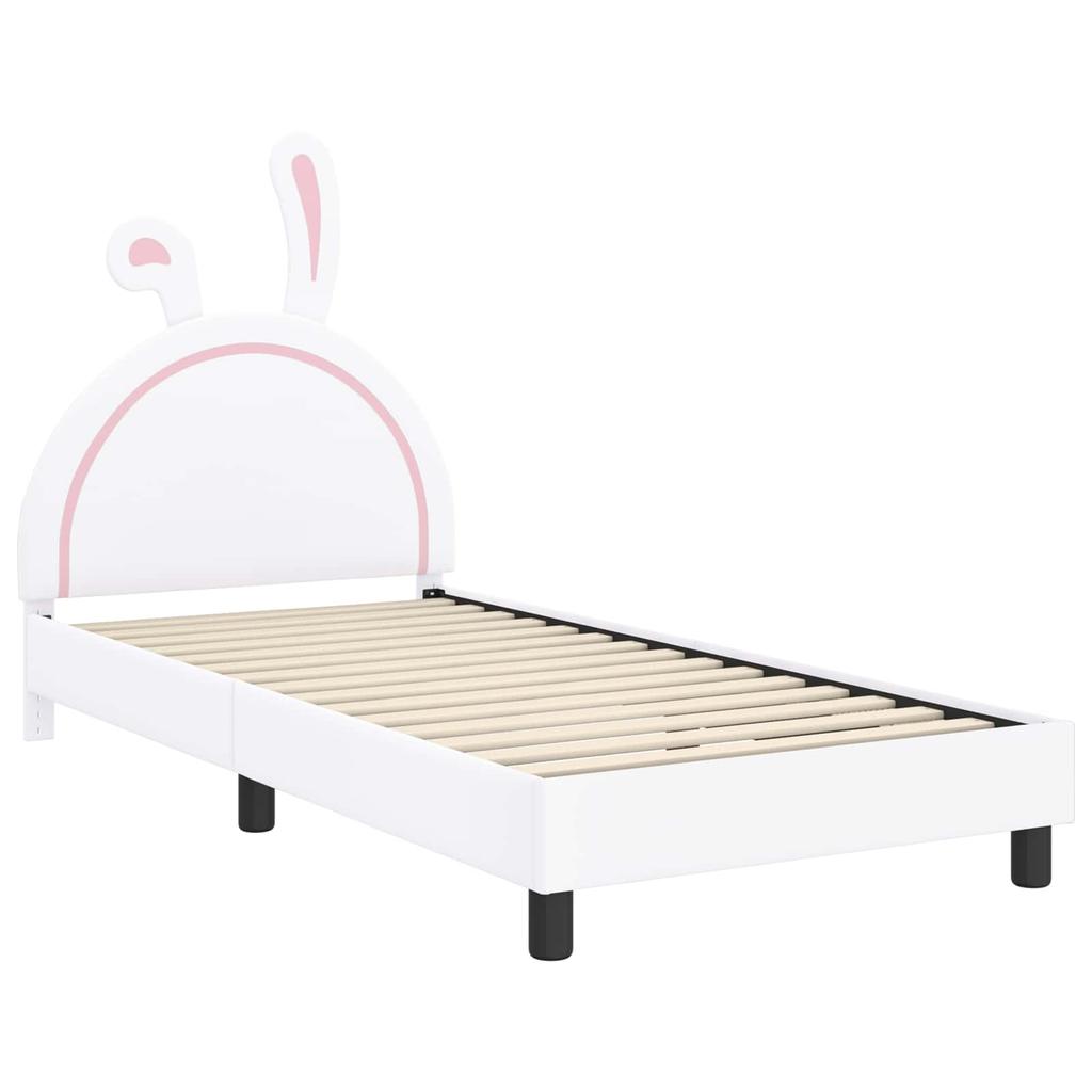 Kids Bed Frame with Headboard White 80 X 200 Cm PU