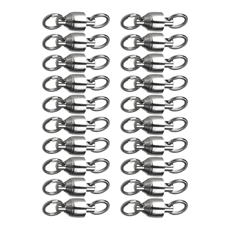 20Pcs Bearing Fishing Swivels Line Connector Heavy Duty Stainless Rolling Barrels Swivels Connectors Fishing Tackle серебряный