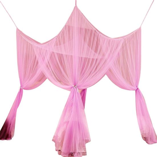 Double Bed Mosquito Net Fine Mesh Canopy Breathable 4 Corner Summer Bed