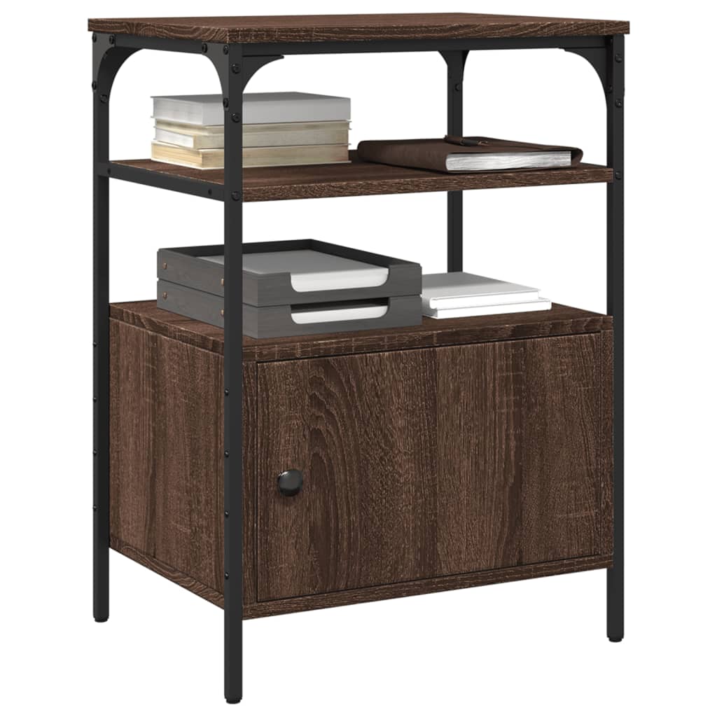 Printer Stand with 3 Shelves Brown Oak Effect 50 X 40 X 76 Cm