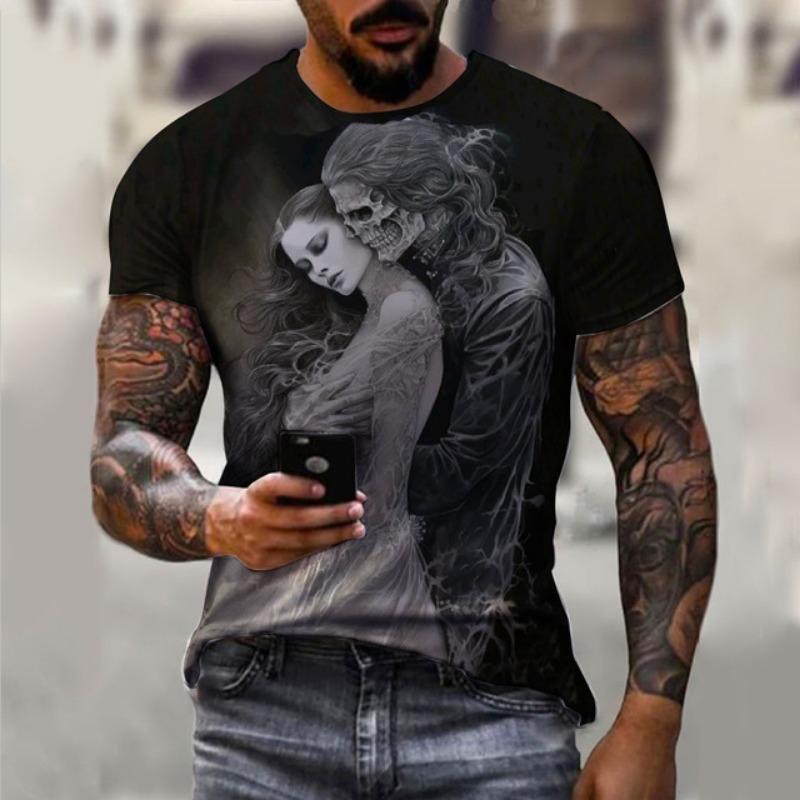 

Summer hot 3D printed large skull T-shirt male street large personality punk shirt Harajuku casual T-shirt 6XL