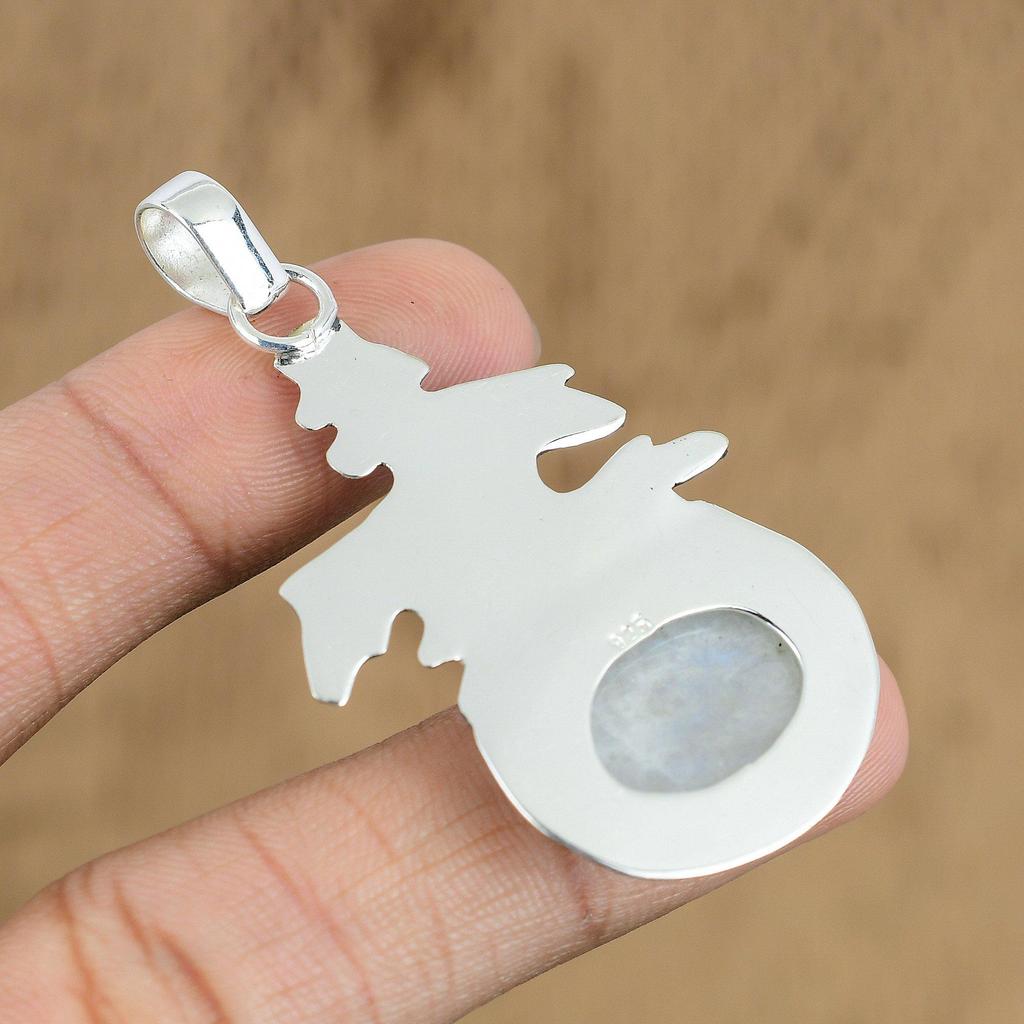 Cadeau de mariage pour elle Pendentif en argent 925 Pierre gemme Pierre de lune arc-en-ciel naturelle