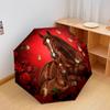 1 PC Automatic Folding Umbrella - Red Rose Horse Pattern, Portable & Foldable Design with 8 Ribs, Christmas Birthday Gifts