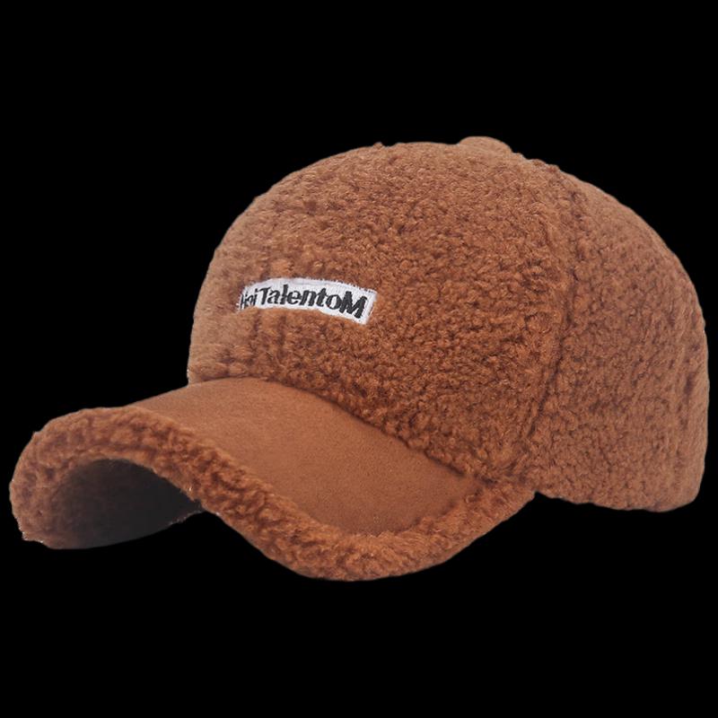 ZHENYUEQI Women's Teddy Fleece Rhinestone R-Letter Baseball Cap
