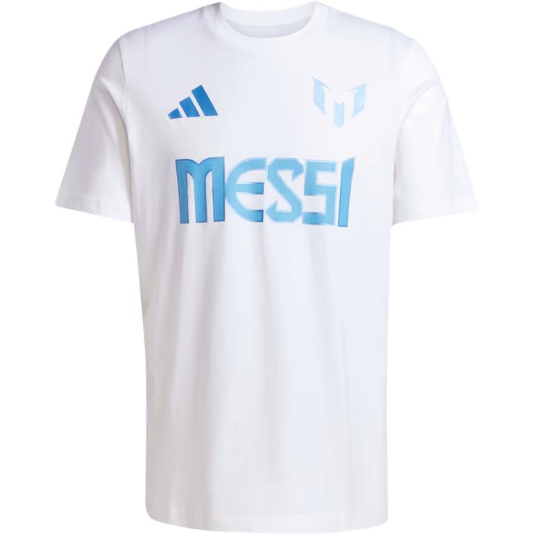 Adidas Messi FW24 Письменный узор Удобная Мягкая Универсальная Футболка с длинным рукавом Мужские Топы Белый JJ1418 L