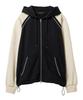Alyss Double Line Color Mix Zip-Up Hoodie [Black]