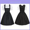 Encantador Vestido Medieval Renascentista Preto Feminino Com Mangas Bufantes Para Celebrações da Oktoberfest