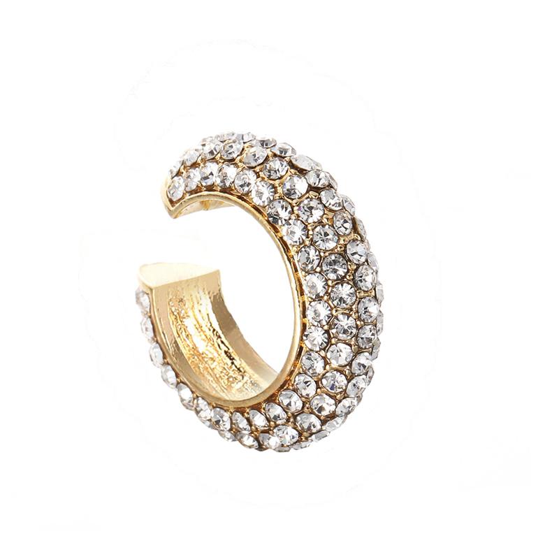 Fashion C Shape Round Cartilage Clip Earrings For Women Fake No Pierced Earrings Crystal Rhinestone Geometric Jewelry Gold