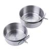 Stainless Steel Hanging Hamster Clamp-on Water Drinker Bird Feeder Parrot Feeding Bowl Cage Cup