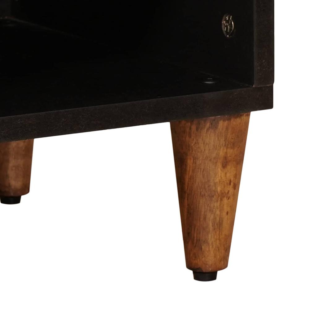 TV Stand with Shelf Walnut Finish 100 X 33 X 46 Cm Solid Mango Wood