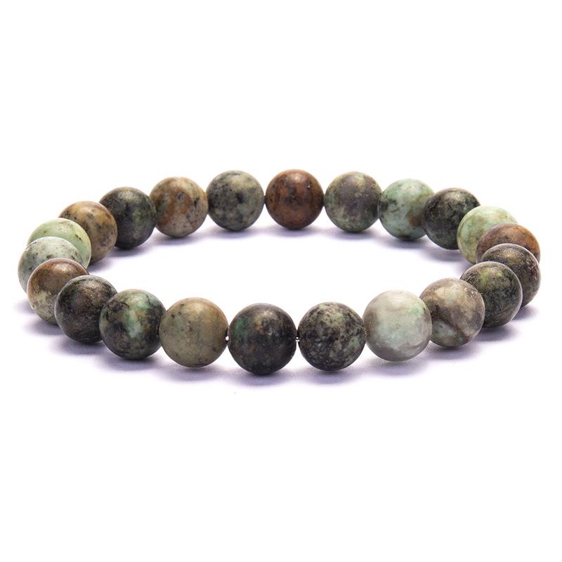 New European & American Style Cross Bracelet, 8MM Natural Stone Beaded Fashion Accessory