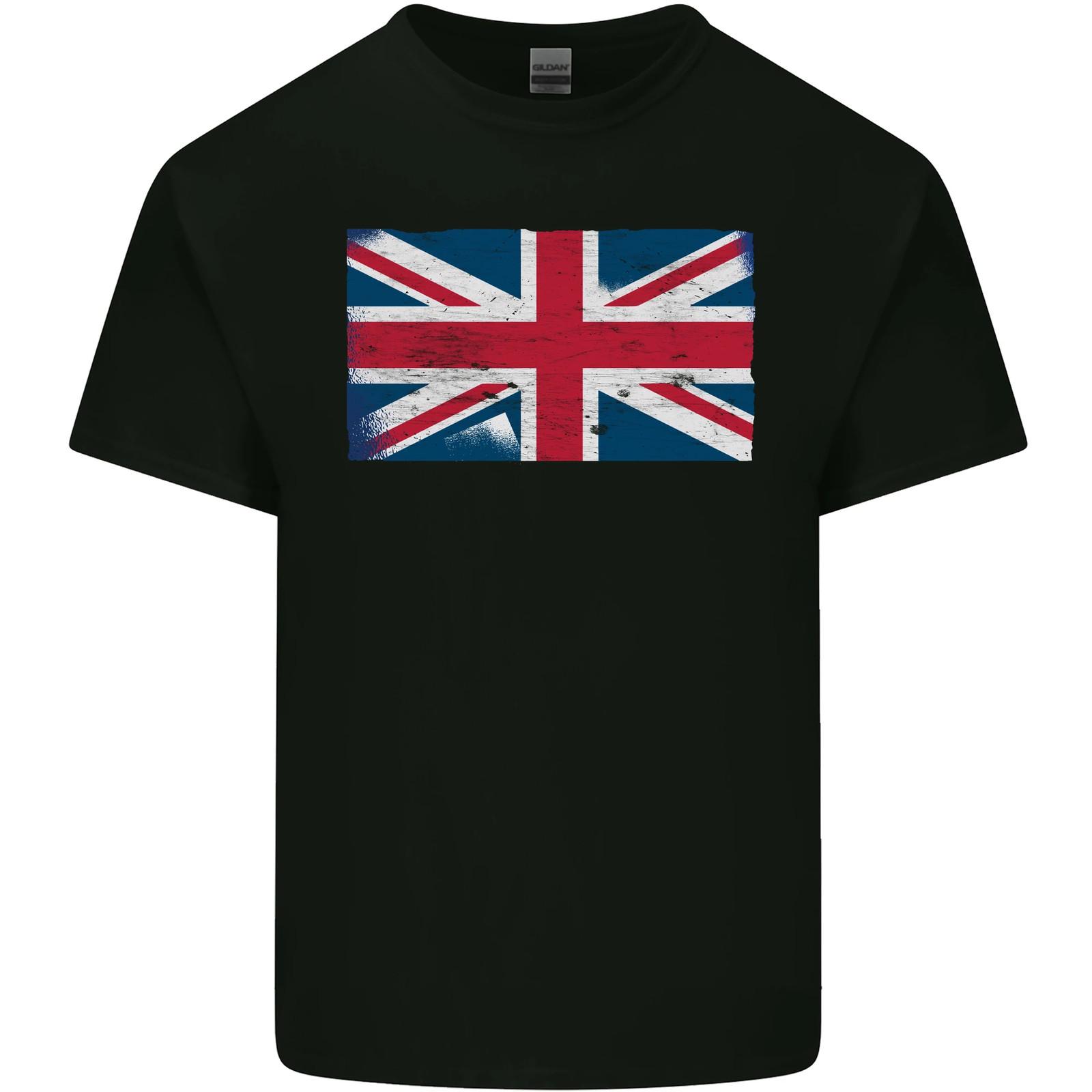 Distressed Union Jack Flag Great Britain Mens Cotton T-Shirt Tee Top S разноцветный
