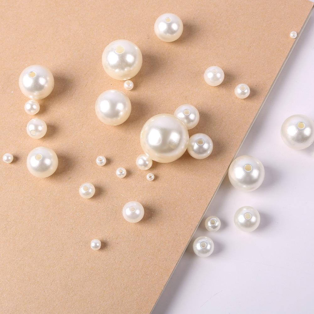3-20Mm Straight Hole Imitation Pearl Abs Round Pearl Diy Handmade Necklace Hair Accessories Bracelet Beaded Jewelry Accessories