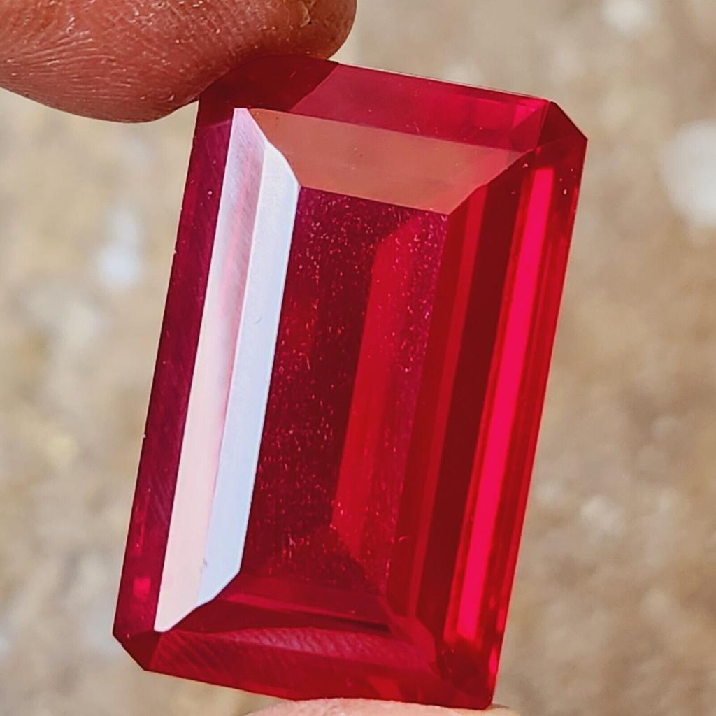 85 Cts Natural CERTIFIED Ruby Emerald Shape Red Rare Loose Gemstone
