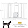 Extendable Dog Gate with Self-Closing Door, Made of Metal and ABS, 75-131x76 Cm, White