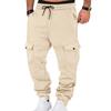 Men Winter Sweatpants Thickened Cargo Pants Warm Casual Baggy Trousers Drawstring Waist Jogger Pants for Work Street Daily Wear