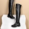 Fashion New Autumn/Winter Cross Tie Square Heel Round Head Over Knee Long Boots Fashion Retro Solid Color Knight Boots