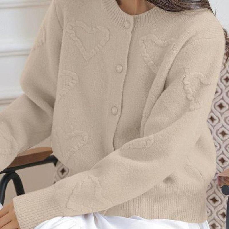 

Осенне-зимнее пальто женское с высоким чувством, универсальное, мягкое, нежное, ветрозащитное, милый вязаный свитер с жаккардом в виде сердечек, конфетного цвета One Size F