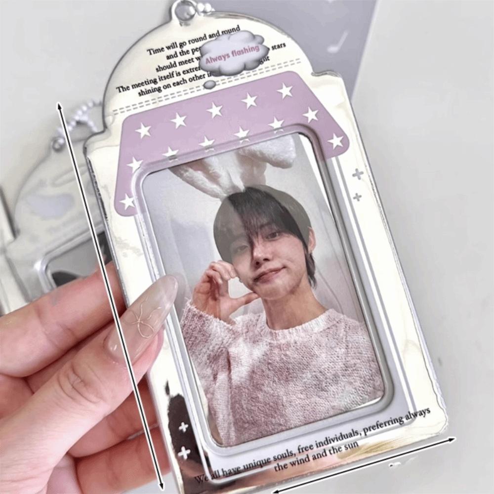 High Quality 3 Inch Kpop Photocard Holder Picture Display Pendant Idol Photo Frame PVC Silver Card Holder