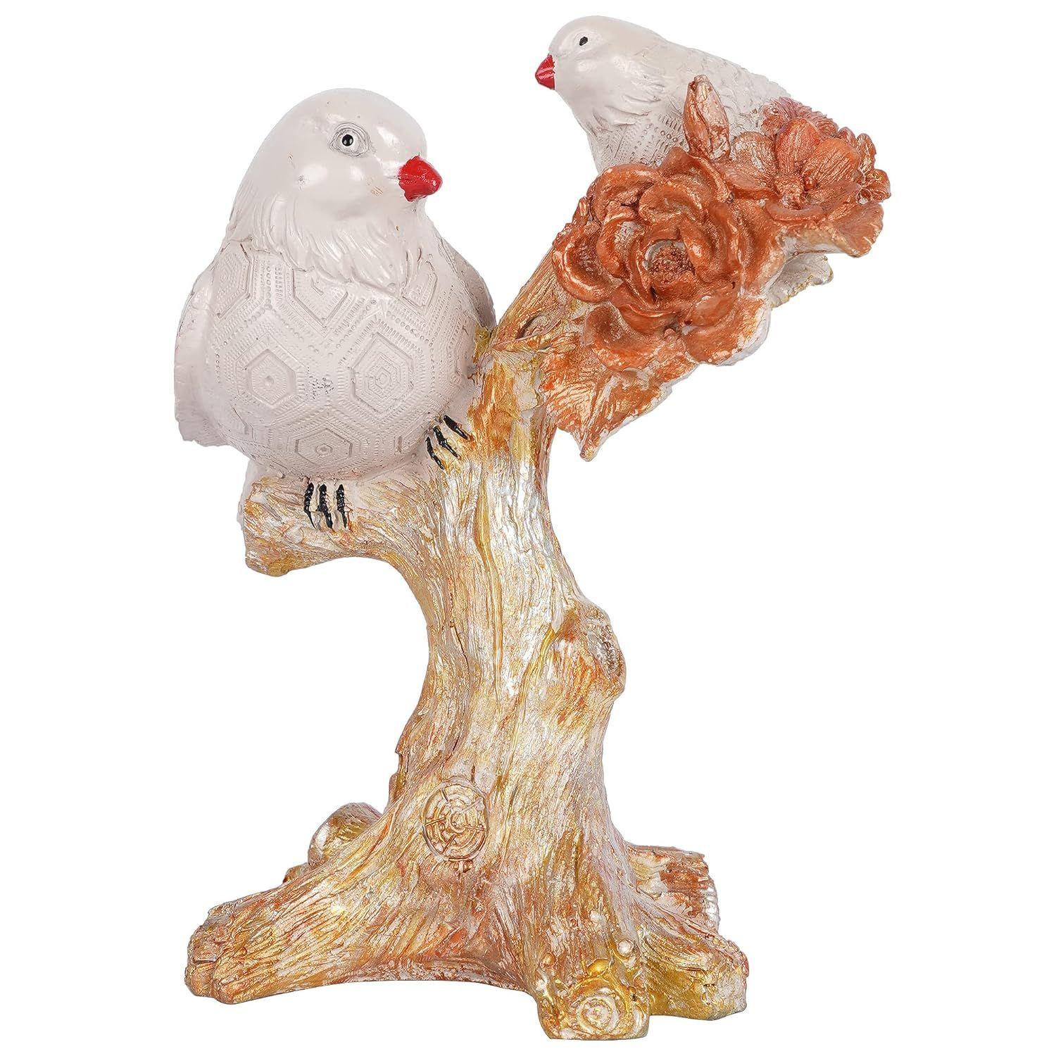 

2 Birds Sitting On Tree Branch Figurine Home Decoration Showpiece Chidiya Statue for Home Decor Item Sparrow Pair