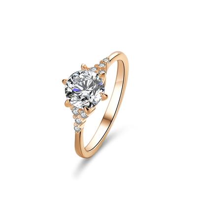 Moissanite ring kvinnelig sølvring seks-klo prinsesse krone diamantring ring belagt champagne giftering forslag diamantring gave til kjæresten