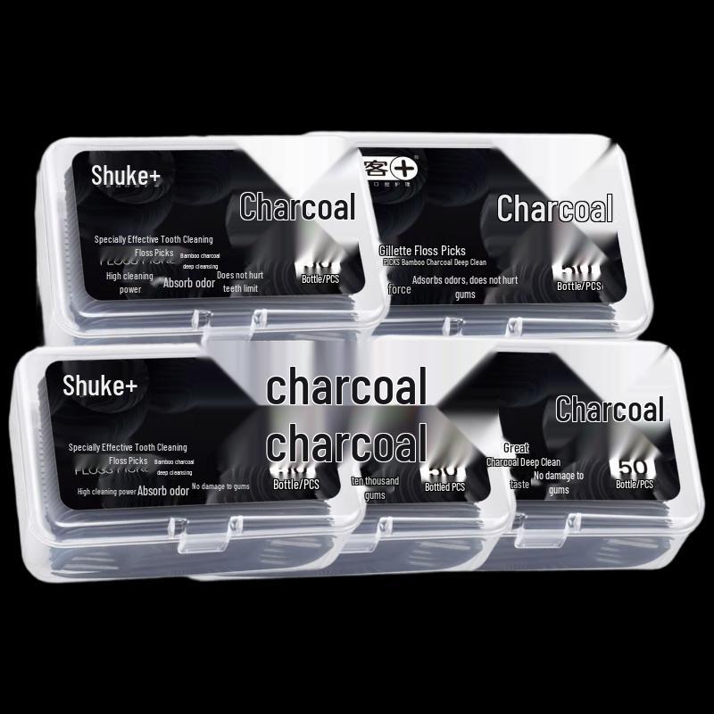 Saky Bamboo Charcoal Dental Floss Picks