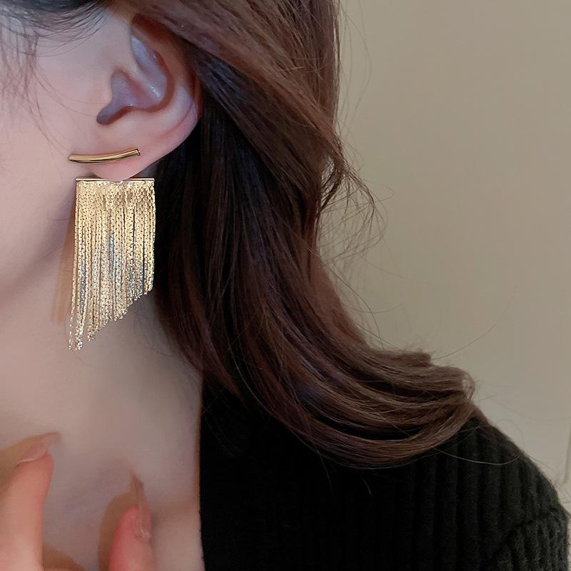 French Elegant Copper & Silver Tassel Stud Earrings