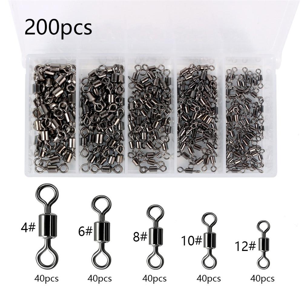 

200/300/400/500pcs/box Fishing Barrel Bearing Rolling Swivel Solid Ring Lures Connector Fishing Tackle Accessories Fish Tool 200pcs #1