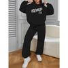 Polyester Freizeit 2-teiliger Damen Trainingsanzug Sweatshirt und High Waist Strickhose Vielseitiges Outfit