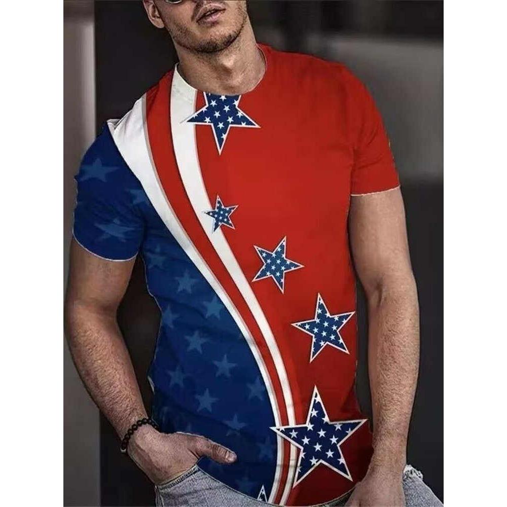 Summer Hot Selling Independent Sun Star 3D Printed Short Sleeved Men's Fashionable Round Neck T-shirt