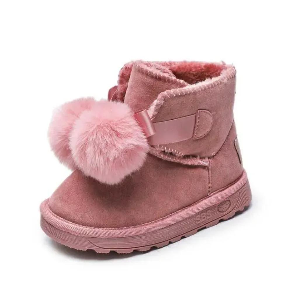 

Snow Boots Children Winter Fur Boot Girl Frosted Leather Shoes Boy Kids Ankey Boots Pink Gray 30 рожевий