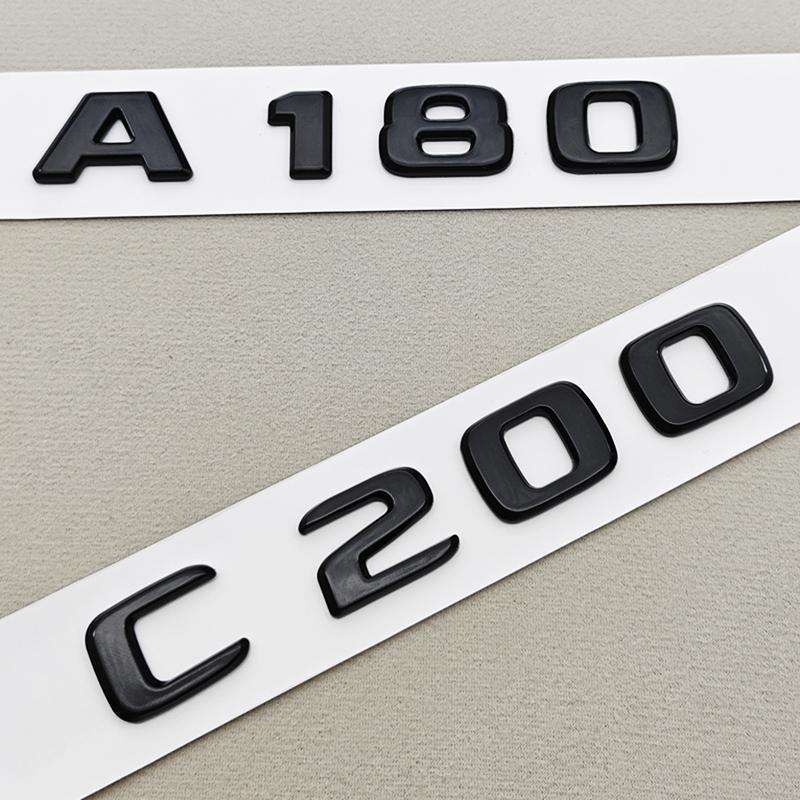 3D ABS Black A180 A200 A250 C180 C200 Logo Letters Car Rear Trunk Badge Sticker For Mercedes Benz W177 W176 V177 W206 W204 S205