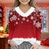 Christmas Day Girls Long Sleeve T Shirts Kids  Girls' V-Neck Tee Christmas Print Long Sleeve Top