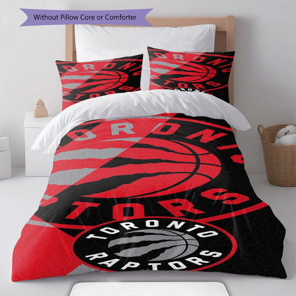 Toronto Raptors Pattern Bedding Set Quilt Cover Pillowcase Home Decor Gift (1 * Duvet Cover + 2 * Pillowcase, Without Core)