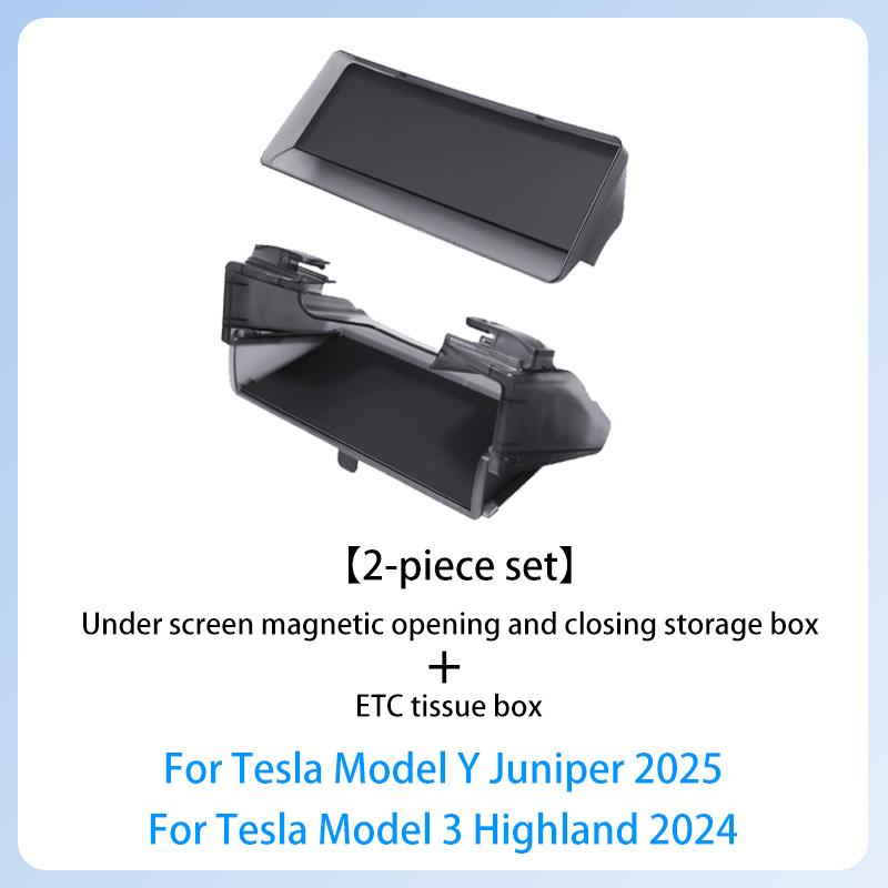 

Для Tesla Model Y Juniper/Model3 Highland Лоток Магнитный Под Экран Скрытый Ящик для Хранения Магнитный открывающийся и закрывающийся ящик для хранения прозрачный черный