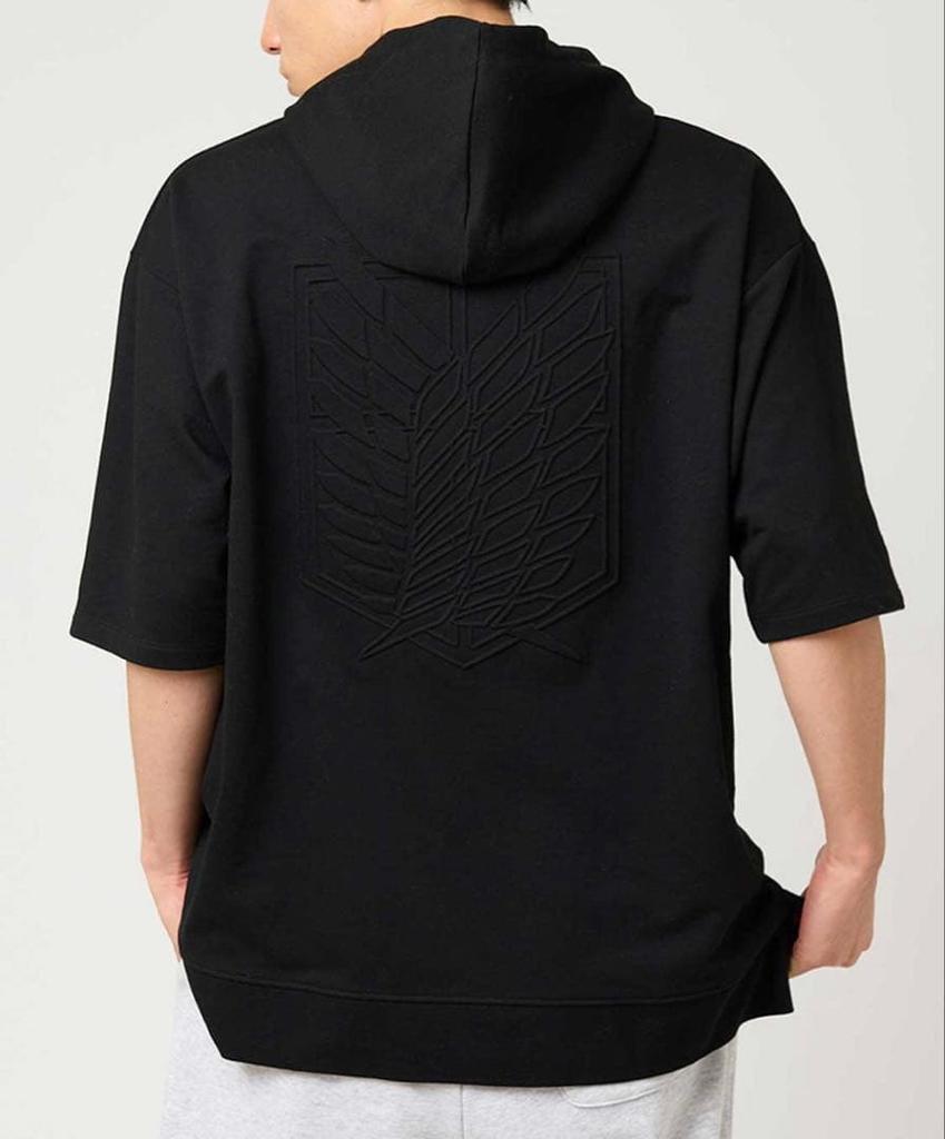 [USED] Graniph Attack on Titan Wings of Freedom Big Silhouette Short Sleeve Hoodie, Embroidered, Size L