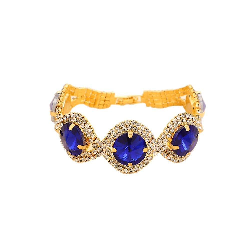 Wind Red, White, Blue And Black Crystal Bracelet, Super Flash Full Diamond Luxury Bracelet Women, Shiny Rhinestone Bracelet Hand Jewelry