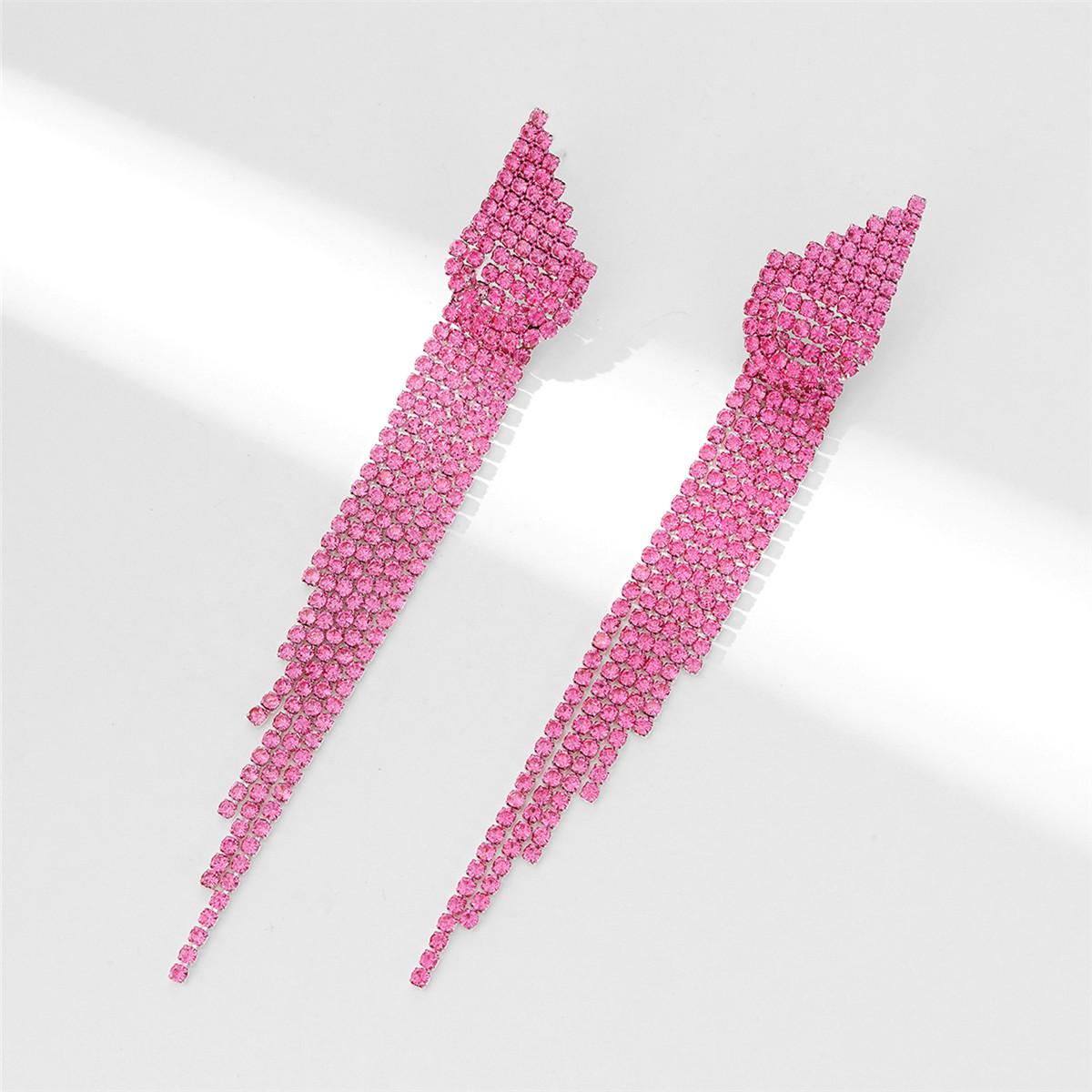 

Stylish statement full diamond long fringed earrings
