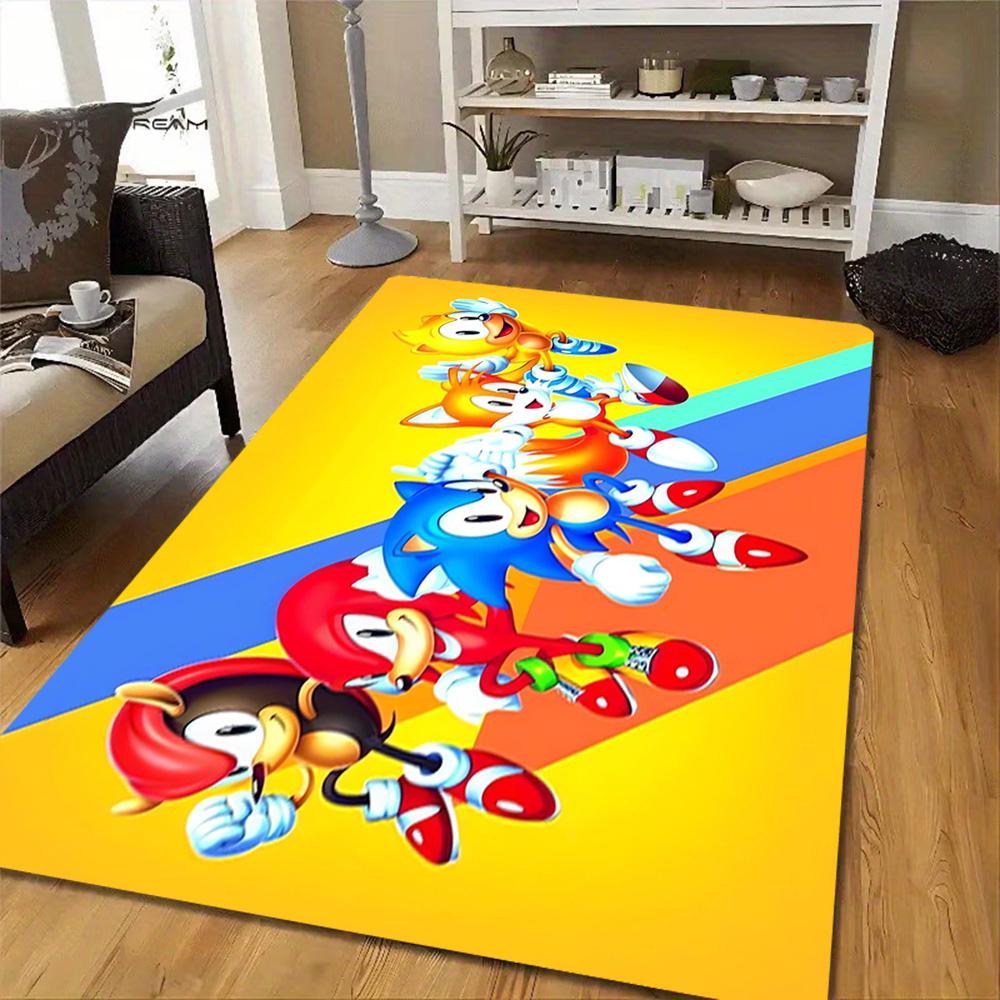 Sonic The Hedgehog Group Decoration,Carpet,Living Room,Bedroom, Non-slip,Square rug