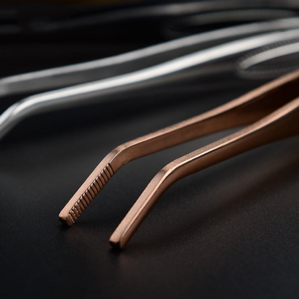 Anti-slip Cocktail Garnish Tongs Curved Tip Tea Tweezers Stainless Steel Tweezers  DIY