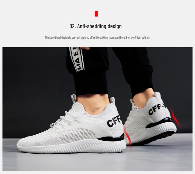 9017 Men's Height-Boosting Low-Top Running Shoes, Flyknit Mesh, Thick Sole, Casual Spring/Summer Jogging Sneakers