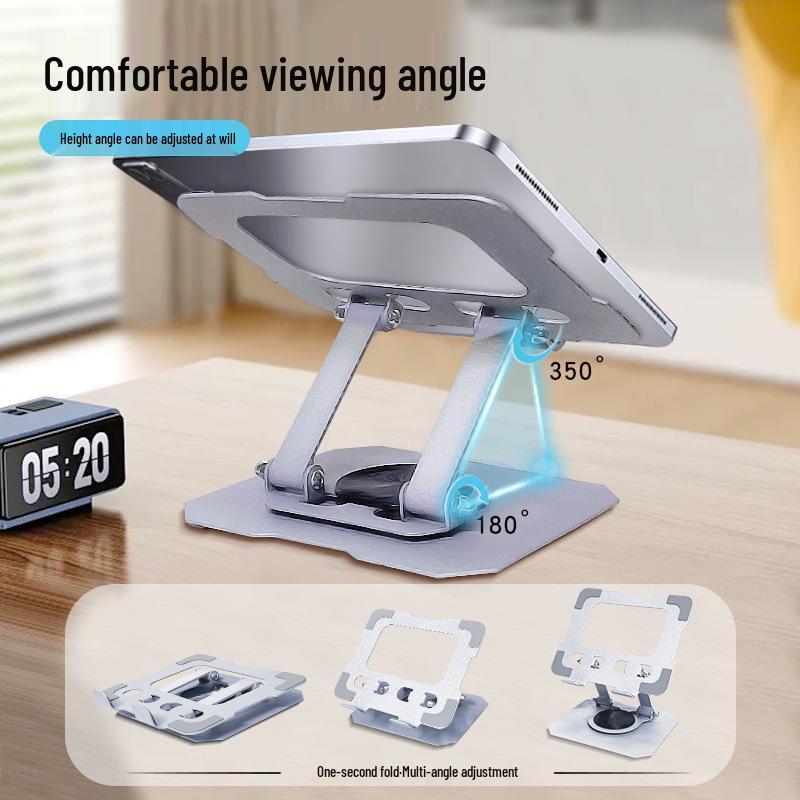 Height-Adjustable 12.6-Inch Metal Phone & Tablet Stand with Rotating Base for iPad and Computer