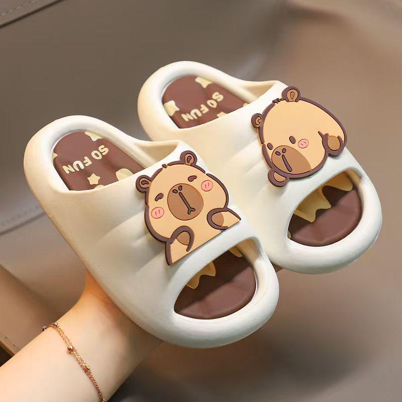 Adorable Capybara Unisex Kids' Non-slip Indoor Slippers, Summer Soft Thick Sole